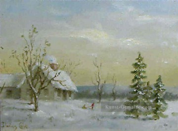 sn030B Impressionismus Schnee Winter Szenerie Ölgemälde